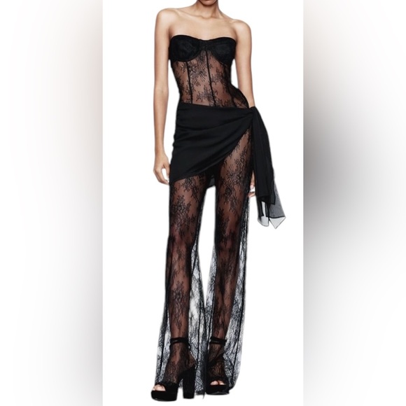 Zara Pants - Zara long lace jumpsuit black Size S